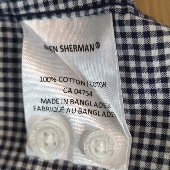 Ben Sherman Blue White Gingham Check Long Sleeve Button up Shirt M - Picture 12 of 12